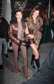 Beauties Hailey Bieber and Kendall Jenner in Leather Outfits Step Out for Party in NYC 2022