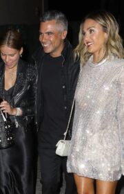 Jessica Alba in Bright Silver Minidress at her 41st Birthday Party in Delilah 2022