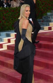 Met Gala 2022: Khloe Kardashian in Sheer Gold Moschino Dress