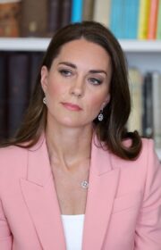 Kate Middleton in Pink Alexander McQueen Suit at Roundtable Conference in London 2022