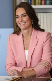 Kate Middleton in Pink Alexander McQueen Suit at Roundtable Conference in London 2022
