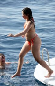Camila Cabello in Bright Orange Frankies Bikinis Thong in Italy 2022 (43 Photos)