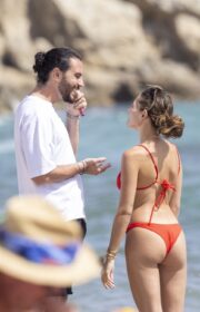 Beautiful Thylane Blondeau Beach Body in Red Bikini in France 2022