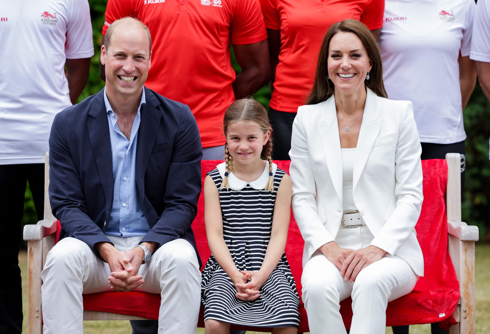 Prince William, Duke of Cambridge and Catherine, Duchess of Cambridge Kate Middleton with their daughter Princess Charlotte of Cambridge at the 2022 Commonwealth Games.
