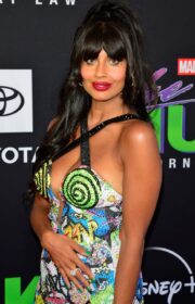 Jameela Jamil in Vivid Dress at She-Hulk: Attorney at Law LA Premiere 2022