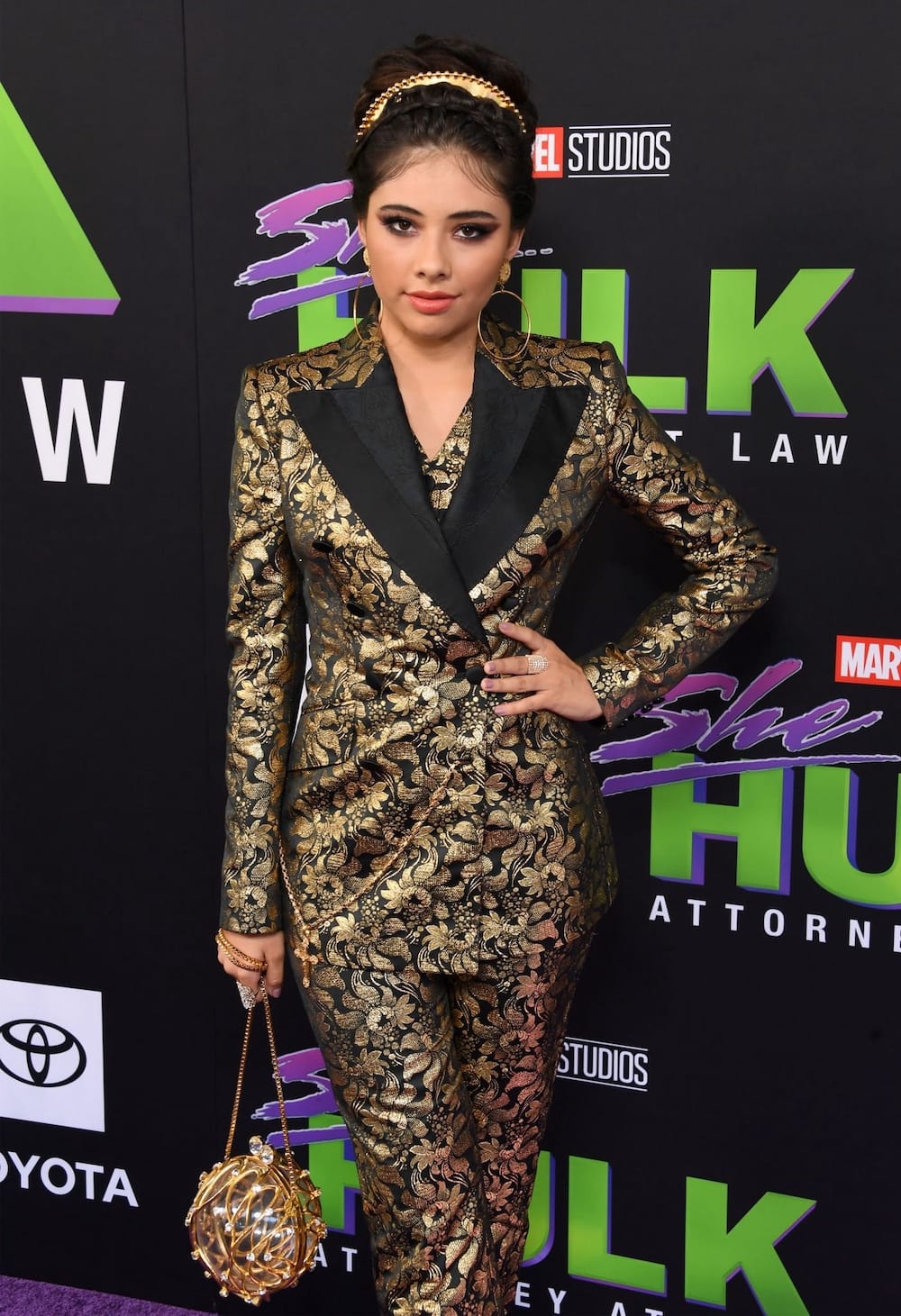Xochitl Gomez in Gold Outfit at She-Hulk Attorney at Law LA Premiere 2022