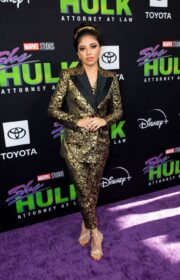 Xochitl Gomez in Gold Suit at She-Hulk: Attorney at Law LA Premiere 2022
