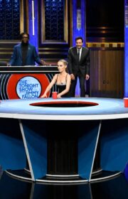 Zoey Deutch in Valentino Mini Dress on The Tonight Show Starring Jimmy Fallon 2022