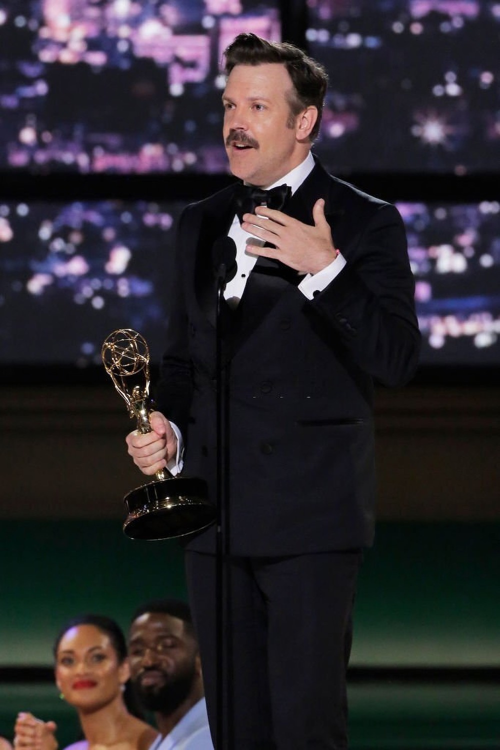 Jason Sudeikis won 'Outstanding Lead Actor in a Comedy Series' for Ted Lasso onstage at the 2022 Emmy Awards.