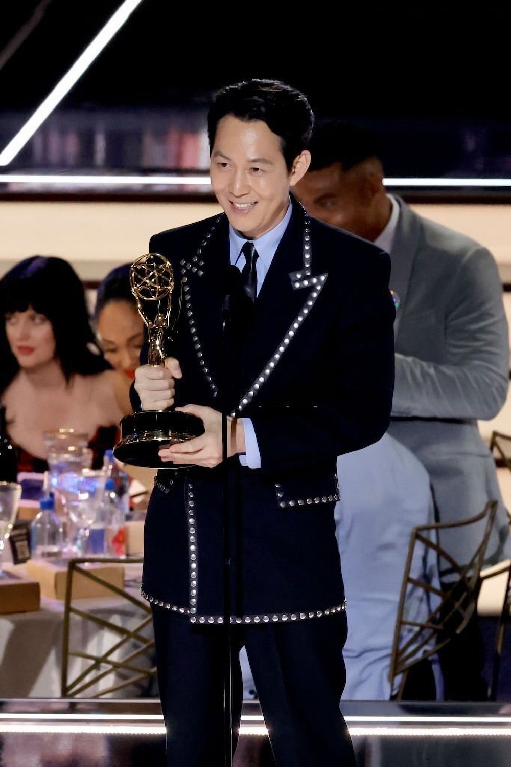 Lee Jung-jae won 'Outstanding Lead Actor in a Drama Series' for Squid Game onstage at the 2022 Emmy Awards.
