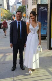 Lily Chee in Backless Dress at ‘Amsterdam’ World Premiere in NYC