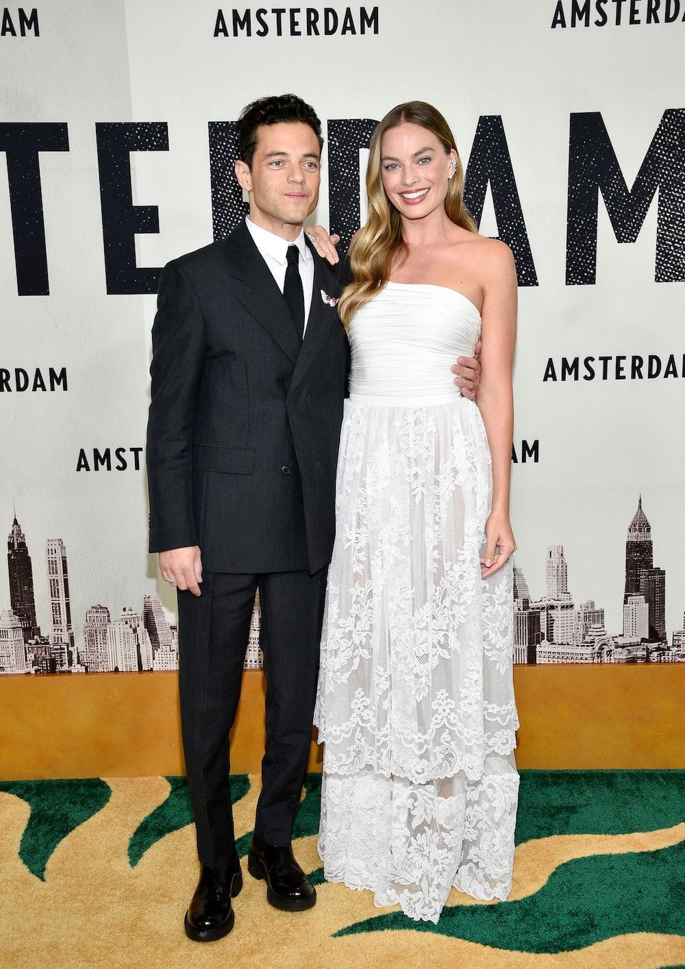 Margot Robbie in Chanel with Rami Malek at  ‘Amsterdam’ World Premiere in NYC
