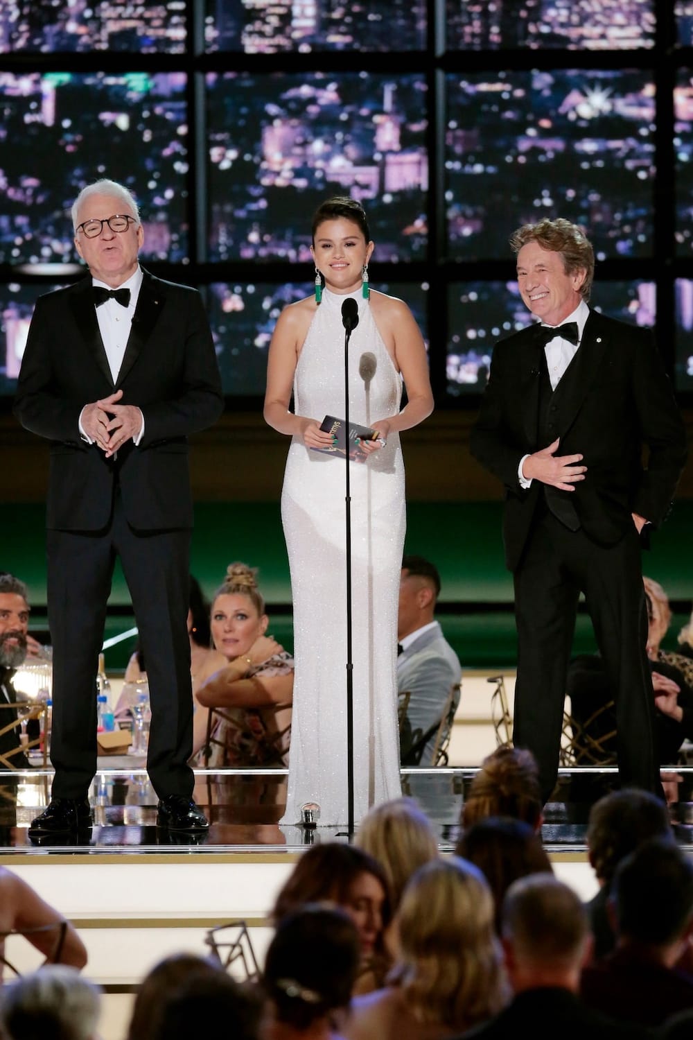 Emmys 2022: Selena Gomez in Celine with Steve Martin and Martin Short