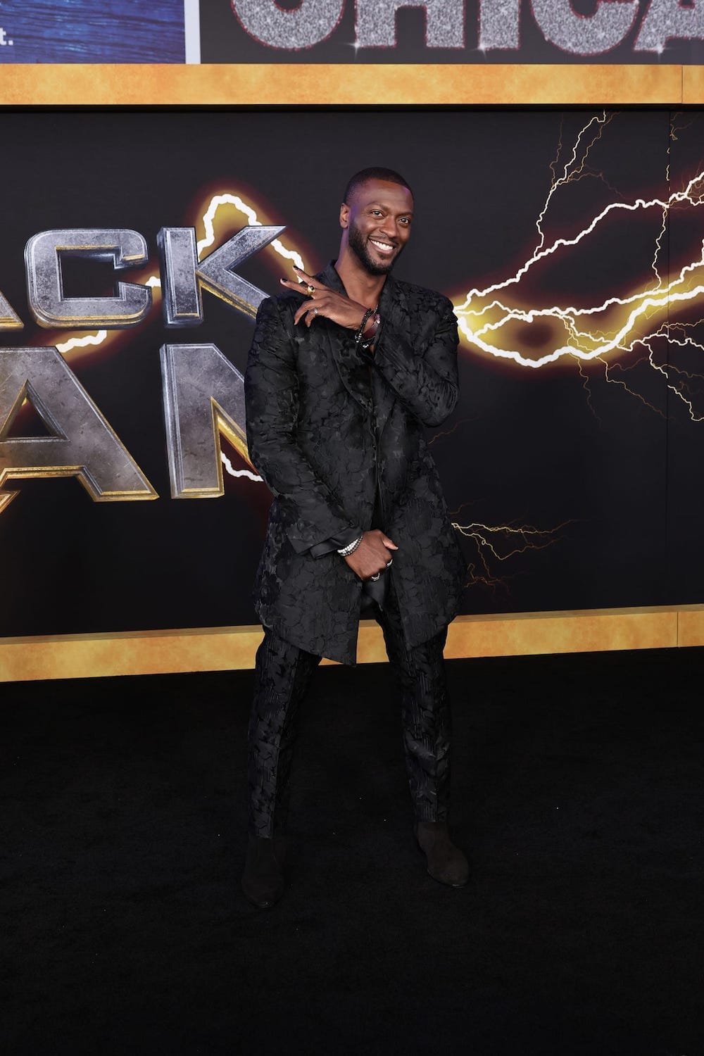 Aldis Hodge, who plays the role of Hawkman, at the world premiere in NYC.