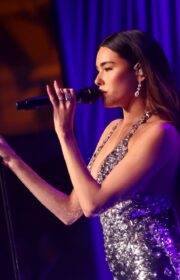 Madison Beer in a Sparkling Silver Gown Performs at 2022 amfAR Gala Los Angeles