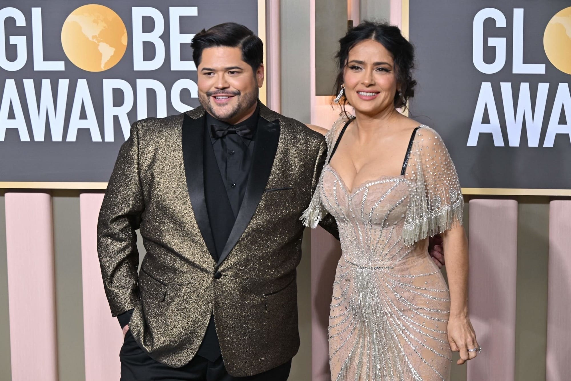 Salma Hayek With Puss In Boots: The Last Wish co-star Harvey Guillen