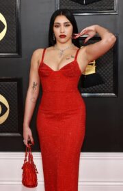 Grammys 2023: Lourdes Leon in Sparkling in Red Area Dress