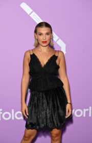 Millie Bobby Brown in Louis Vuitton at Samsung 2022 Galaxy Creators Lounge Event