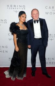 Salma Hayek in Gucci with Husband at 2022 Kering Foundation Dinner